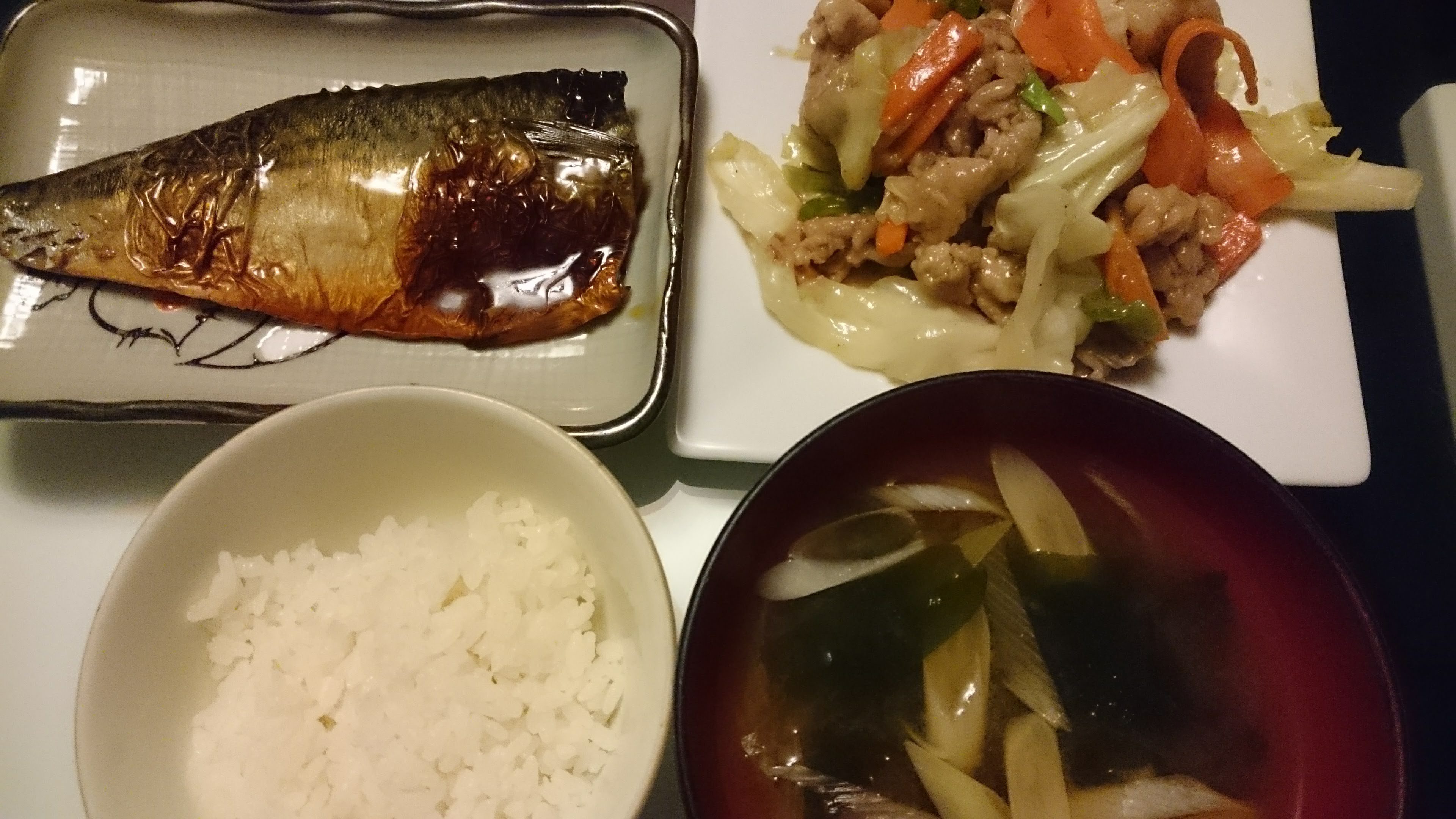 鯖の照り焼き＋野菜炒め