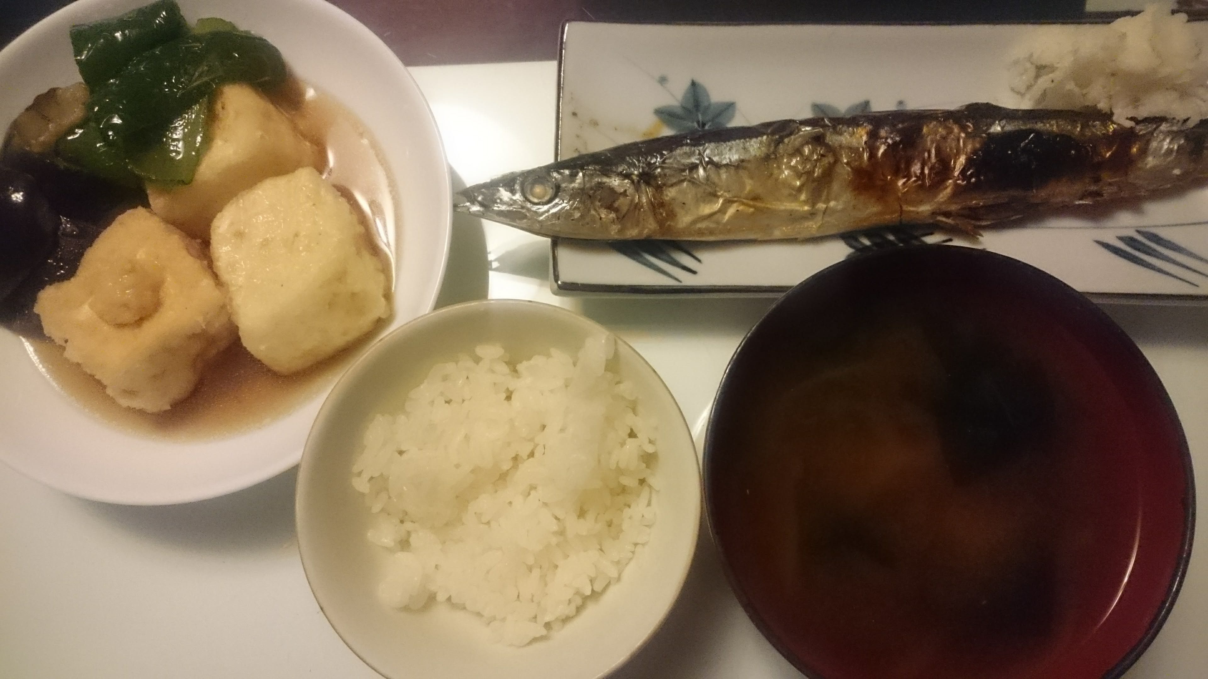 秋刀魚の塩焼き＋揚げ出し豆腐