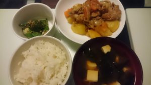 肉じゃが＋オクラの胡麻和え